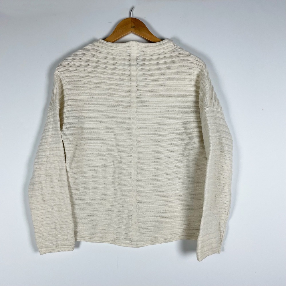 Barbour Linton Knit Wool Cashmere Blend Mock Neck Pullover Sweater Ivory 6